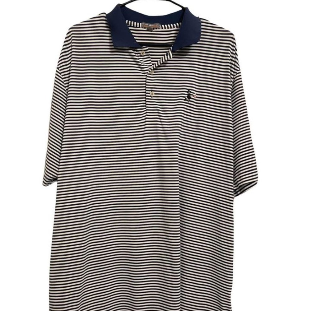 Men's Blue Stripe Peter Millar Golf Polo - Size XL
